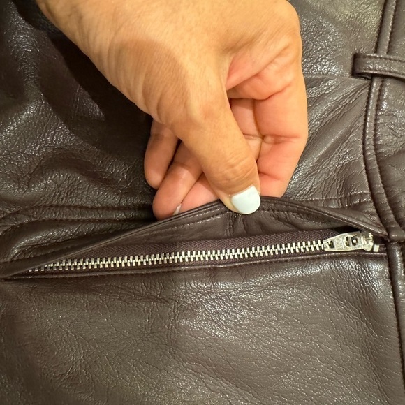 The Reset | R Label Slouchy Vegan Leather Trouser in Chocolate Burgundy Size S - Picture 10 of 17